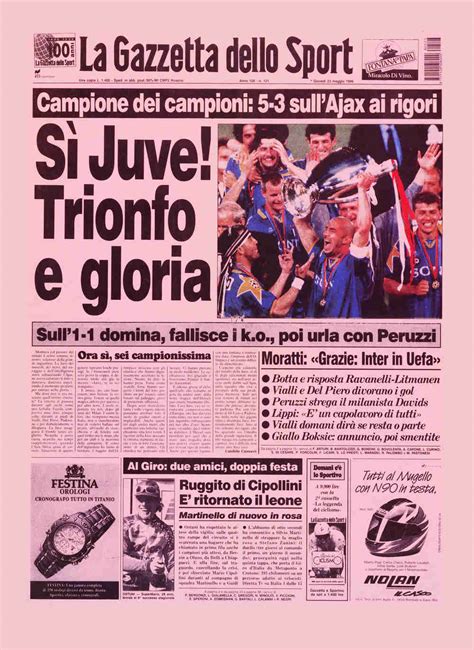 Scopri tutte le offerte digitali su. Prima pagina de La Gazzetta Dello Sport del 23 maggio 1996