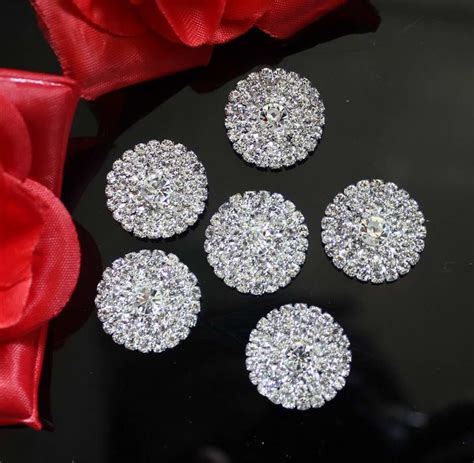 2018 wholesale 23mm 3 rows round crystal rhinestone button flatback wedding embellishments