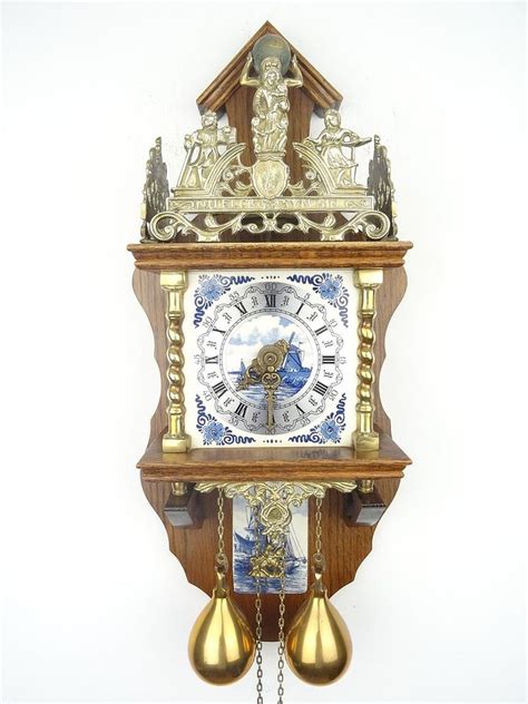 Zaanse Delft Warmink Dutch Wall Clock Vintage Antique 8 Day Wuba Junghans Era Shop