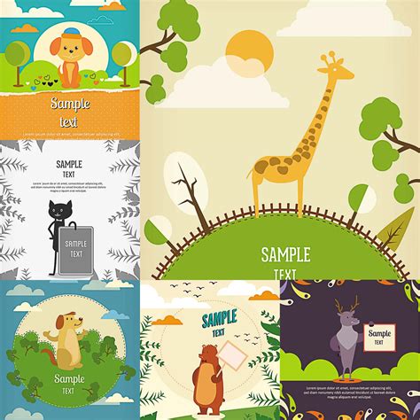 Funny cartoon animals vector card | Free download
