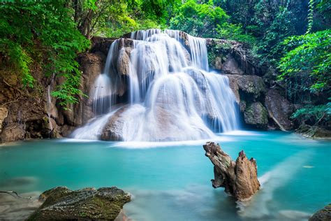 Waterfall Forest Landscape River Emerald Hd Wallpaper