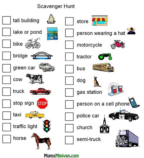 Road Trip Scavenger Hunts - One for older kids and one for ...