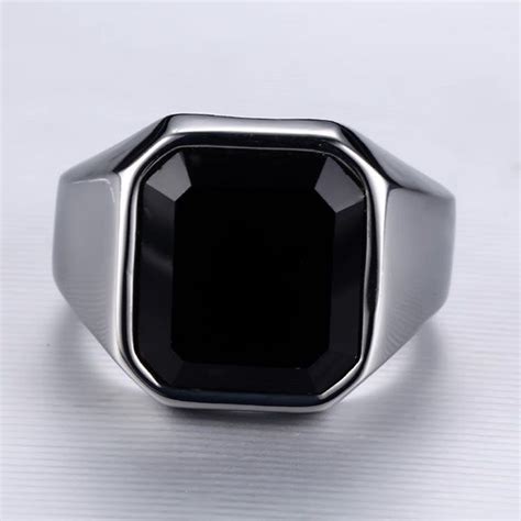 Natural Black Onyx Men Ring In Solid 925 Sterling Silver Gents Etsy