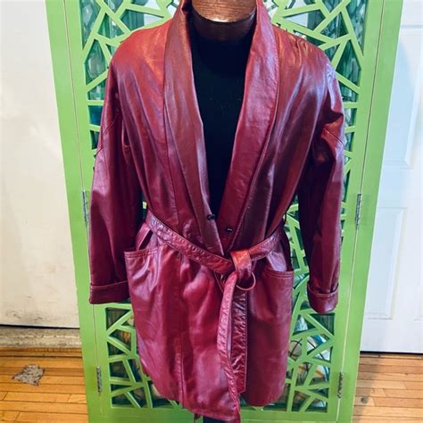 Excelled Jackets And Coats Excelled Vintage Rich Red Leather Duster