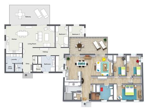 High Quality 2d And 3d Floor Plans Roomsketcher 3d Home Design House