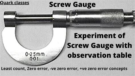 Experiment Of Screw Gauge With Observation Table Concept Of Least