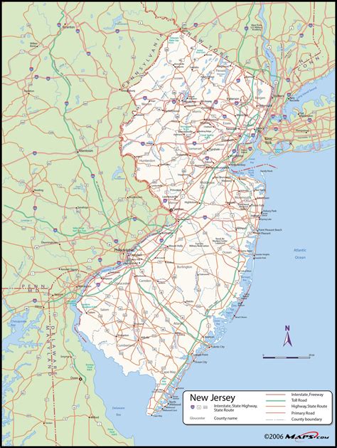 New Jersey County Wall Map
