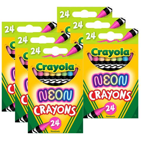 Crayola Neon Crayons 24 Colors Per Pack 6 Packs