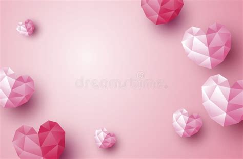 Polygon Hearts Banner Design With Copy Space Valentines Day Background
