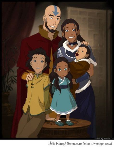 Aang And Katara With Their Children Bumi Tenzin And Kya The Last