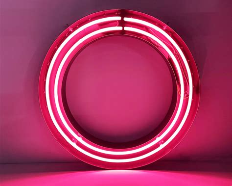 70cm Double Coral Pink Neon Circles Kemp London Bespoke Neon Signs