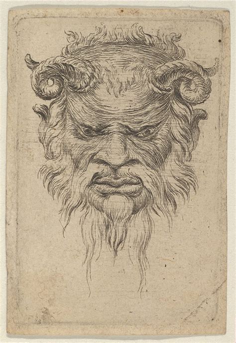 Satyr Mask With Curled Horns Looking Down From Divers Masques Ca