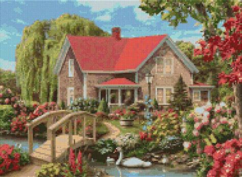 Vintage Cottage Cross Stitch Pattern Pdf Instant Download Etsy Star