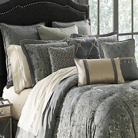 Dimitrios Charcoal 4 Piece Reversible Comforter Set By Waterford Bed
