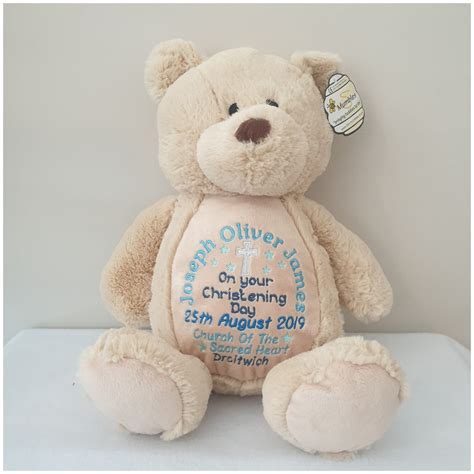Personalised Christening Teddy Bear Embroidered Bear Baby Etsy Uk