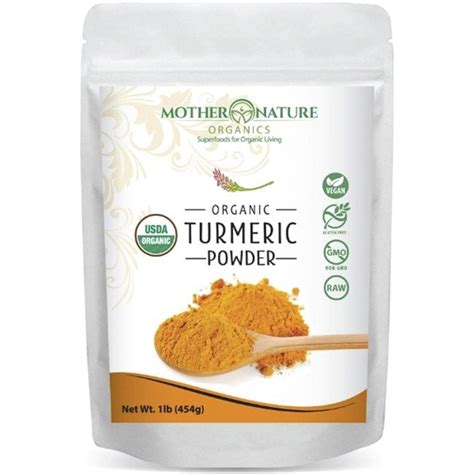 Mother Nature Organics 100 Organic Raw Turmeric Root Powder From