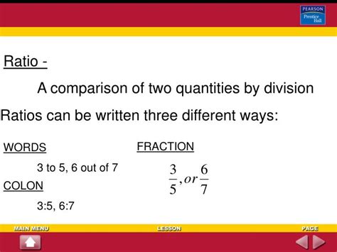 Ppt Ratio A Comparison Of Two Quantities By Division Powerpoint