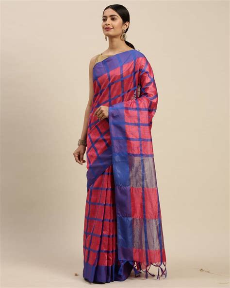 Pink Printed Cotton Saree With Blouse Rajnandini 3482454