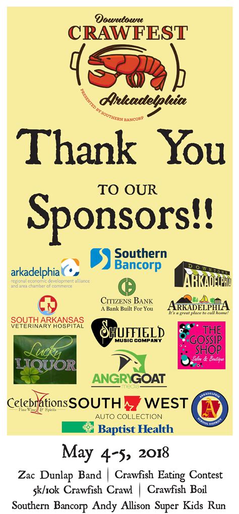 Alliance And Chamber Of Commerce Downtown Crawfest Thank You To Our