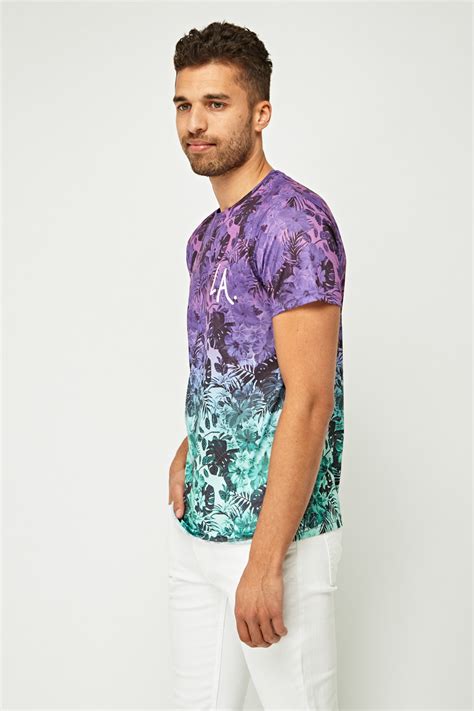 Dip Dye Printed T Shirt Just 3