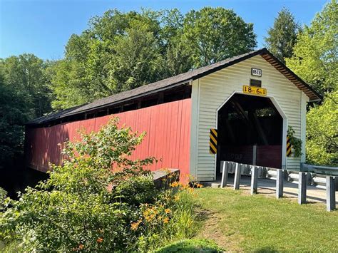 Mcgees Mills Covered Bridge In Bell Pennsylvania Spanning Susquehanna