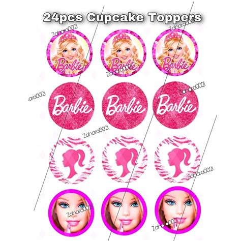 Barbie Inspired Printable Cupcake Toppers Wrappers Personalized