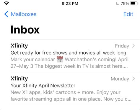Xfinity Inbox