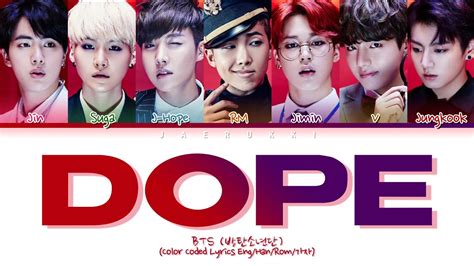 Bts Dope Lyrics 방탄소년단 쩔어 가사 Color Coded Lyrics Youtube