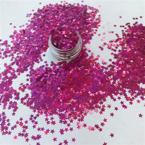 Bright Pink Star Shaped Glitter Cerise New Crafts Hair Face Etsy