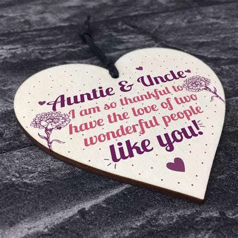 Auntie Gifts For Uncle Thank You Wooden Heart Plaque Chic Sign