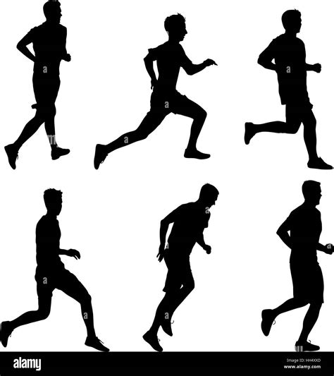 set of silhouettes runners on sprint men vector illustration stock vector image and art alamy