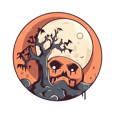 Bulan Yang Menakutkan Vektor Clipart Stiker Halloween Halloween Labu