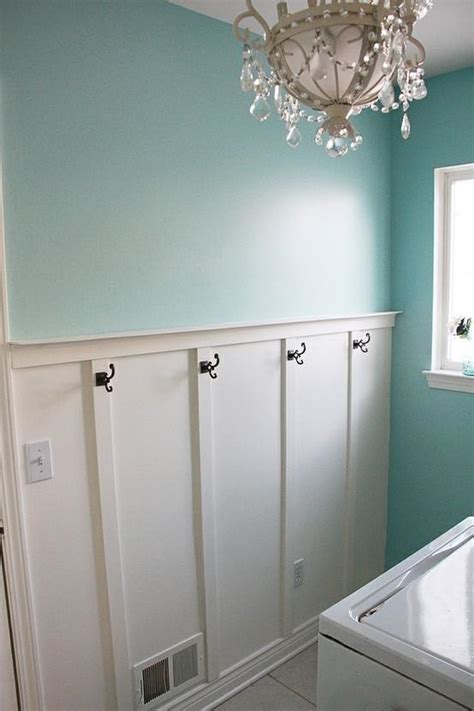 Meaning that for a room with a ceiling height of eight feet, the chair rail would be no higher than 32 inches from the floor. Bathroom chair rail photos