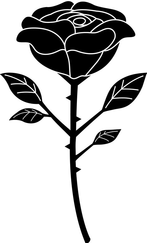 Black Silhouette of a Single Black Rose - Free Clip Art