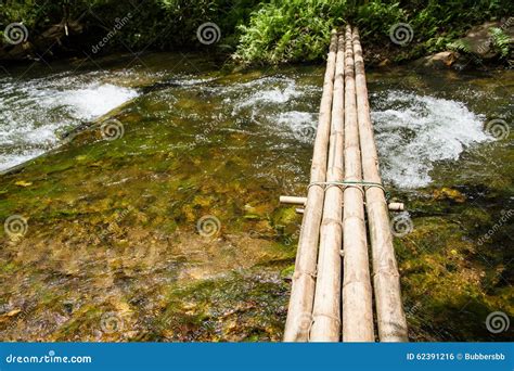 Bridge Made Of Bamboo Used For Crossing Streams Stock Photo Image Of