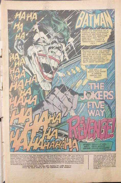 Batman 1940 251 Gd 18 Classic Neal Adams Joker Cover