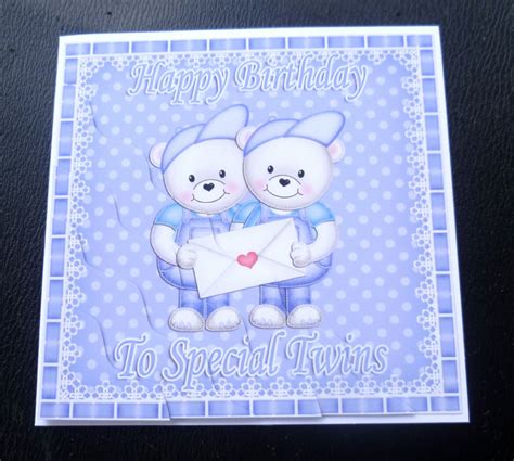 To Special Twins Teddies Birthday Card Boys Girls Or Boy And Girl Ebay