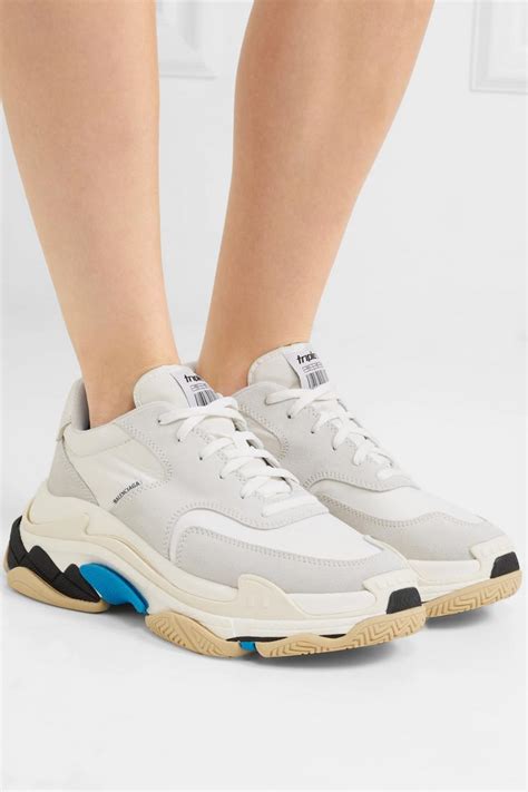 White | Womens Balenciaga Sneakers Triple S leather and suede sneakers 
