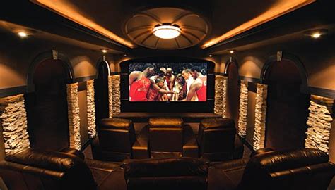 Welcome to the home theater decor section! movie theater rooms in homes | Rustic, Mountain Style Home ...