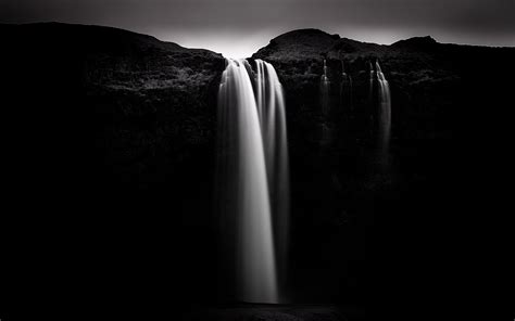 Photography Monochrome Landscape Nature Cliff Waterfall Water
