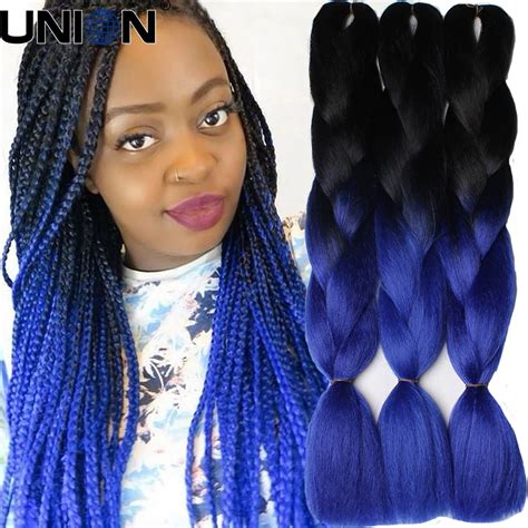 Buy 100g Synthetic Crochet Braids Hair Dark Gray Blue