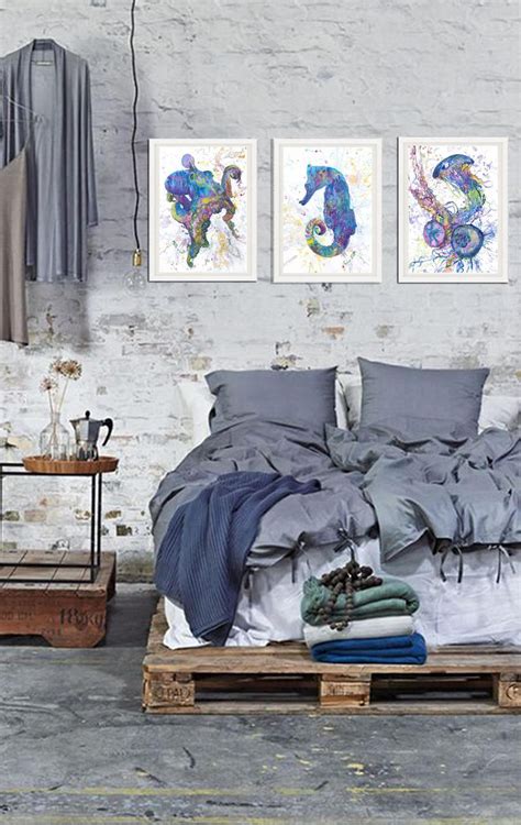 Under the sea bathroom decor/dolphin&fish wall stickers kids bedroom vinyl paper. Under the Sea life Prints Watercolor Painting Ocean theme ...