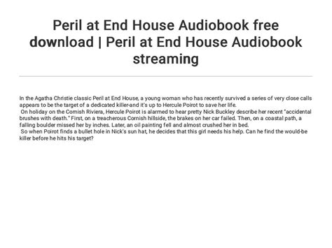 Peril At End House Audiobook Free Download Peril At End House