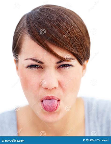Headshot Of A Young Woman Pulling Faces Stock Photo Image Of Females