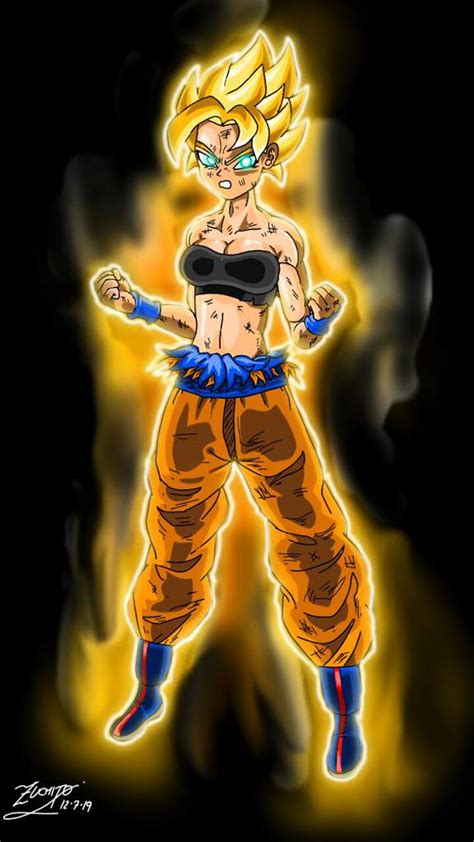 Female Goku Going Super Saiyan For The First Time Digital Art Dragonballz Amino