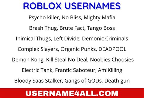 Usernames For Roblox Gambaran