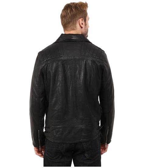 Dkny Washed Leather Biker Jacket Black Capsule For Men Lyst
