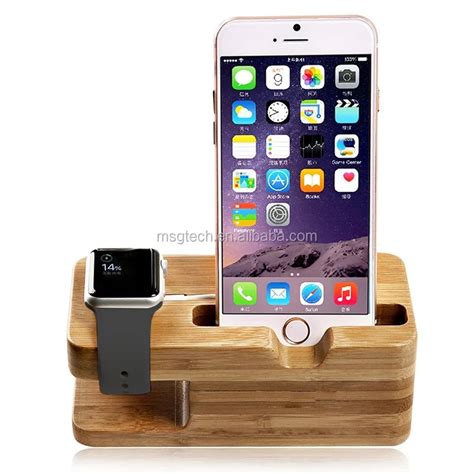 2 In 1 Bamboo Wood Desktop Stand For Iphone Android Phone Stand Holder