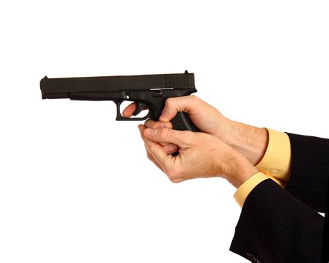 Holding A Pistol With Two Hands