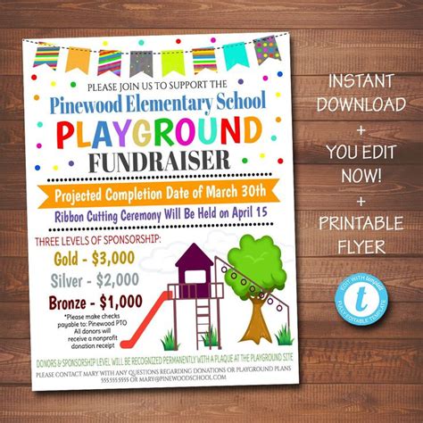 Playground Fundraiser Event Flyer Printable Template Fundraiser